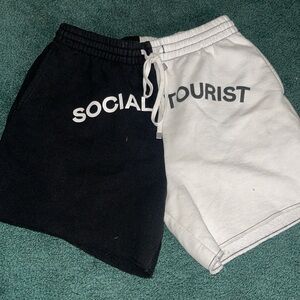 Black a white split shorts